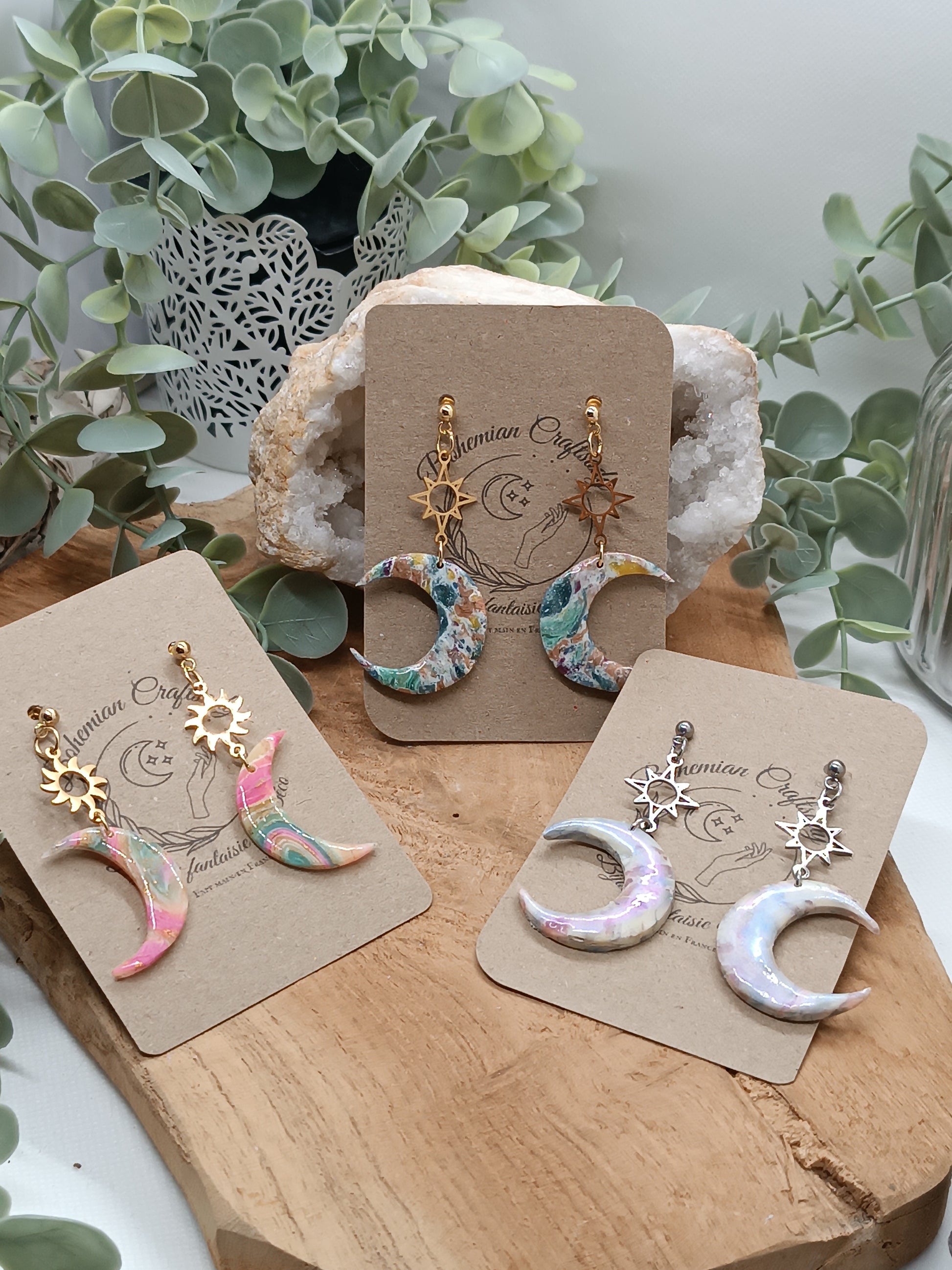 Boucles d'oreilles Moon and Sun