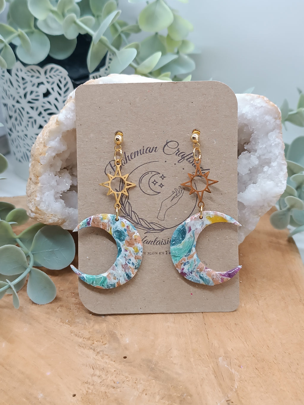 Boucles d'oreilles Moon and Sun