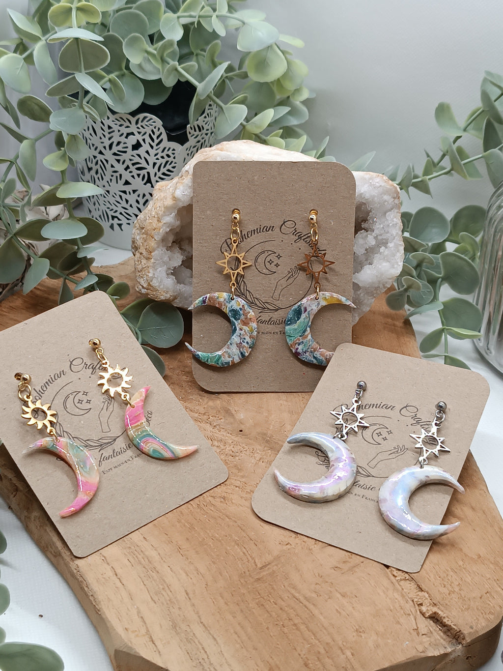 Boucles d'oreilles Moon and Sun